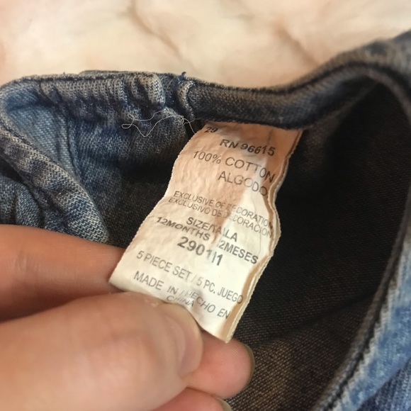 Vintage Little Angel Dress Baby Girl Denim Flower | Size - 12 Months - Picture 3 of 9